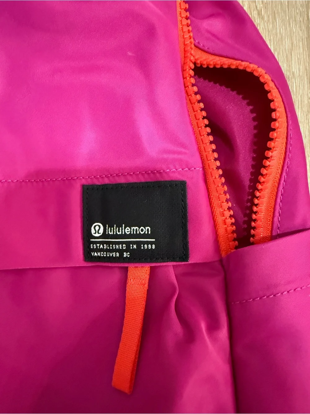 lululemon athletica Bright Magenta Backpack with Orange Trim